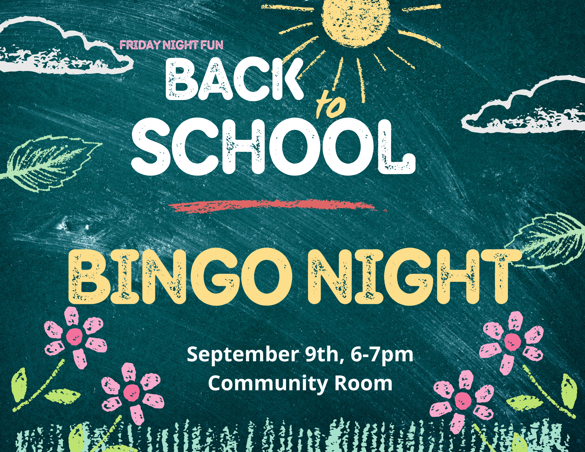 Bingo Night: Sept. 9, 6-7pm, Community Room