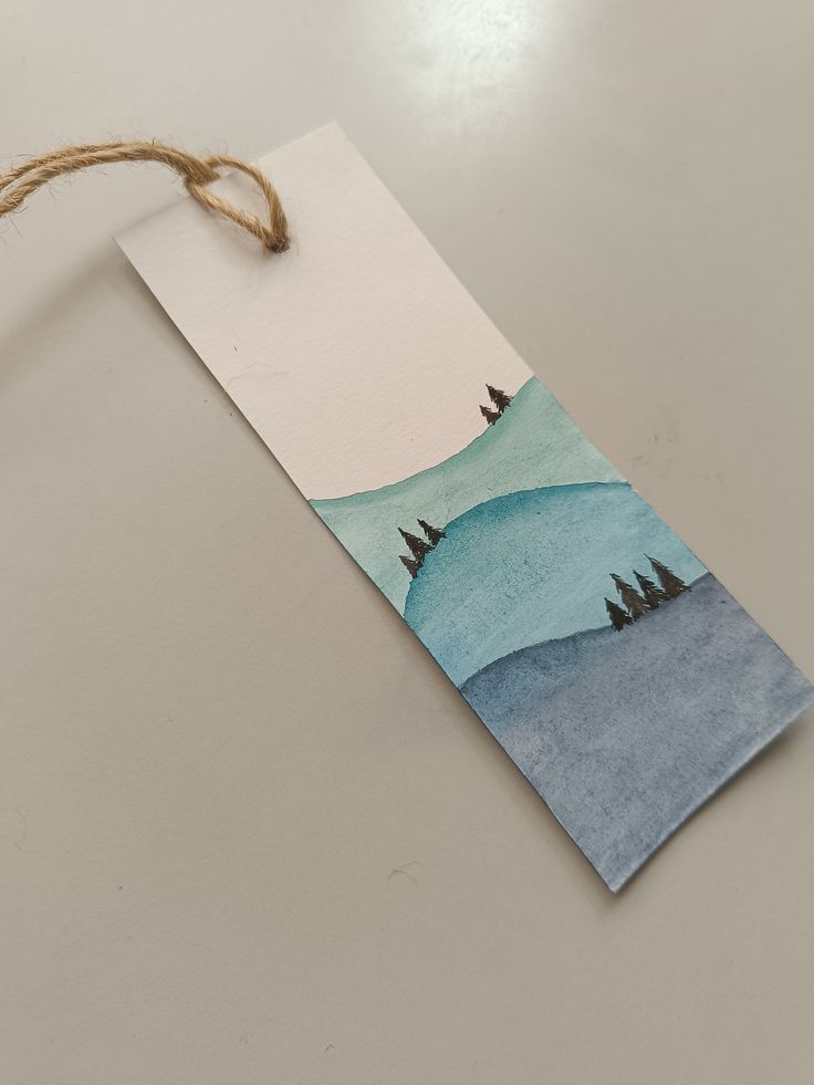 watercolor mountain scene bookmark