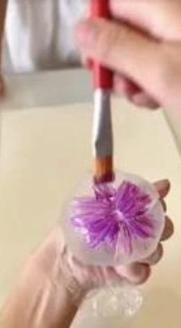 Plastic bag painting flowers