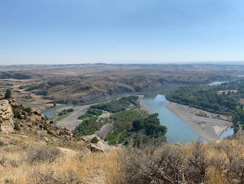 An image from of the Yellowstone River seen from Four Dances Recreation Area in Billings, Montana