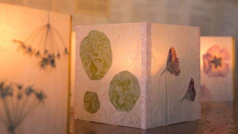 picture of pressed flower candle shade