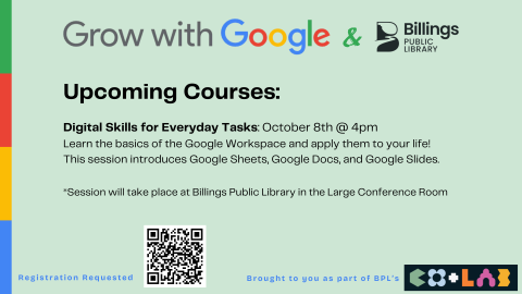 This image states the course title, Digital Skills for Everyday Tasks, and provides registration information. 