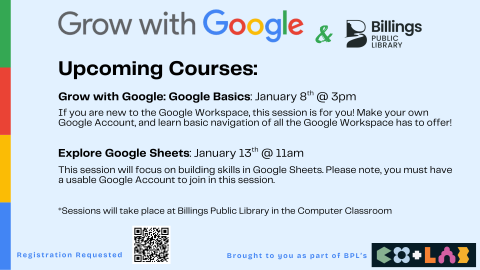 This image shows the Grow with Google course information for January. 