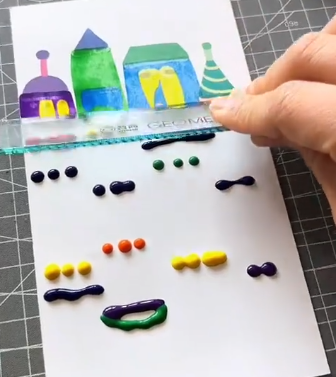 abstract painting with rulers