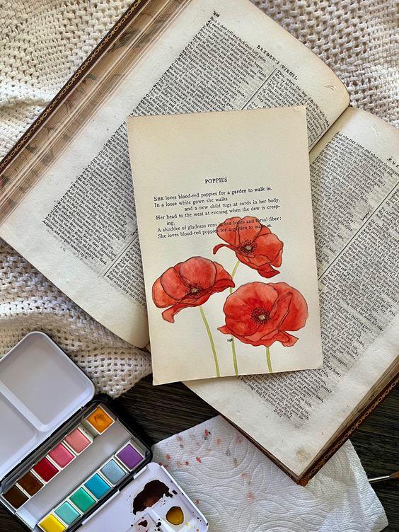 painting and poem on poppies