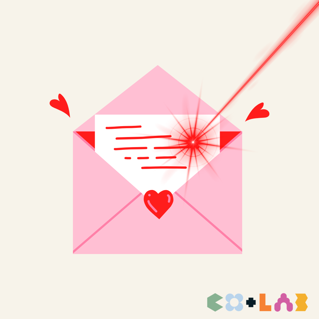 a graphic of a card that says laser cut love letters 