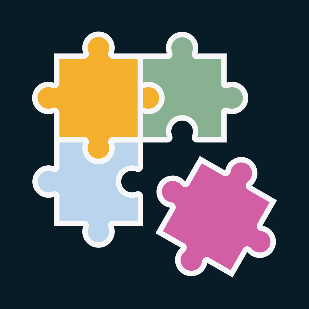 a graphic of multi colored puzzle pieces 